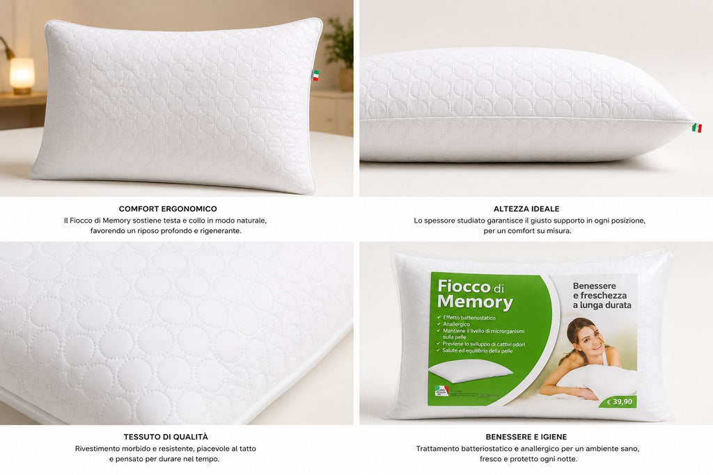 🔹Guanciale Memory Cervicale – Cuscino Morbido per Dormire Meglio | Interno 45